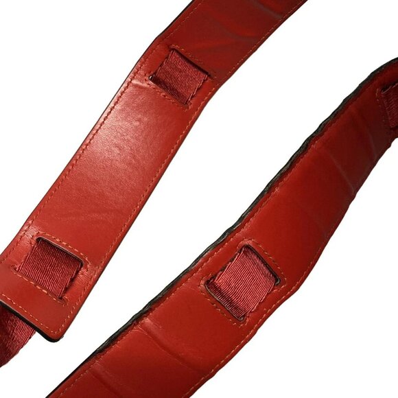 Auth CHRISTIAN LOUBOUTIN Buckle Ruby Navy Cream Red Velour Leather Backpack - Picture 12 of 16